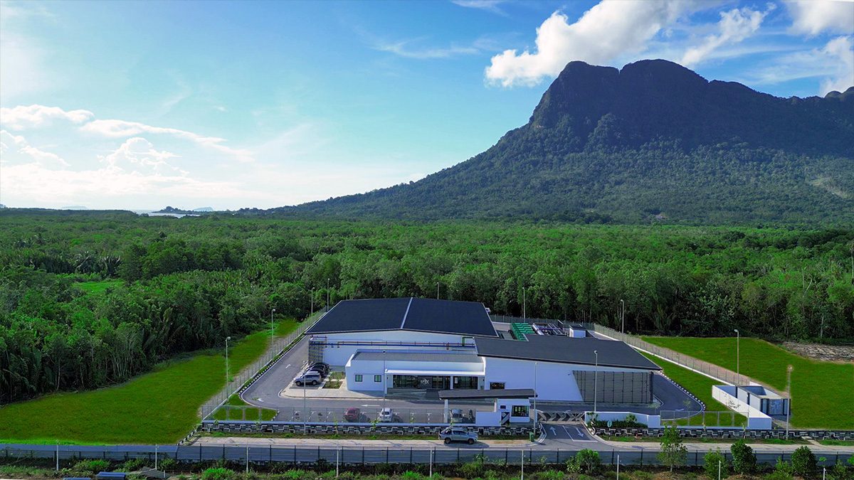 Aerial view, Irix Kuching 1 and Mount Santubong